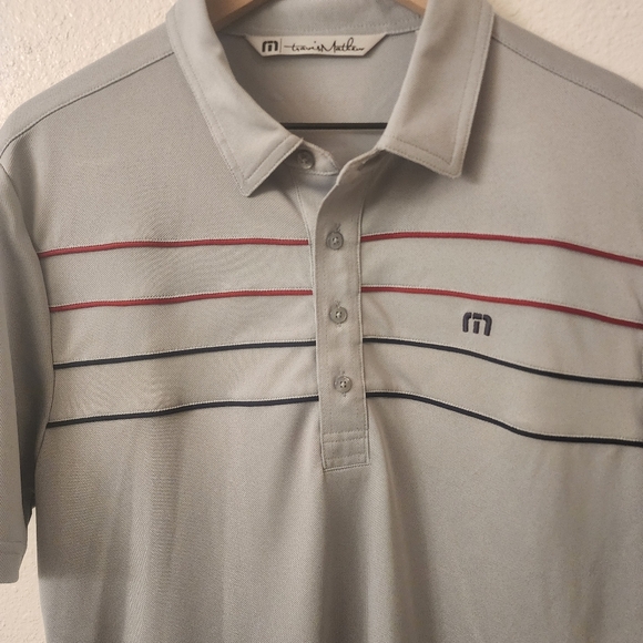 Travis Mathew Gray Striped Golf Polo Shirt Mens Size Medium - Picture 2 of 8